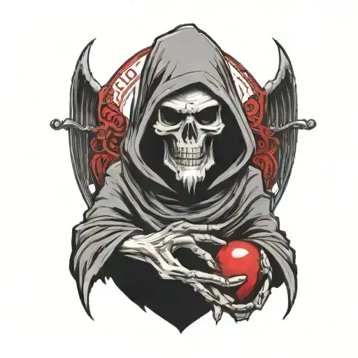 Grim Reaper Holding A Red Pill
