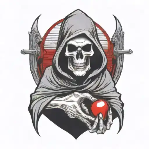 Grim Reaper Holding A Red Pill
