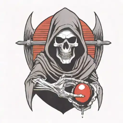 Grim Reaper Holding A Red Pill