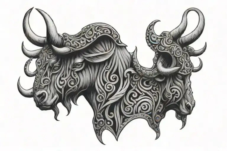 Cowboy And Bull Horns With Patterns