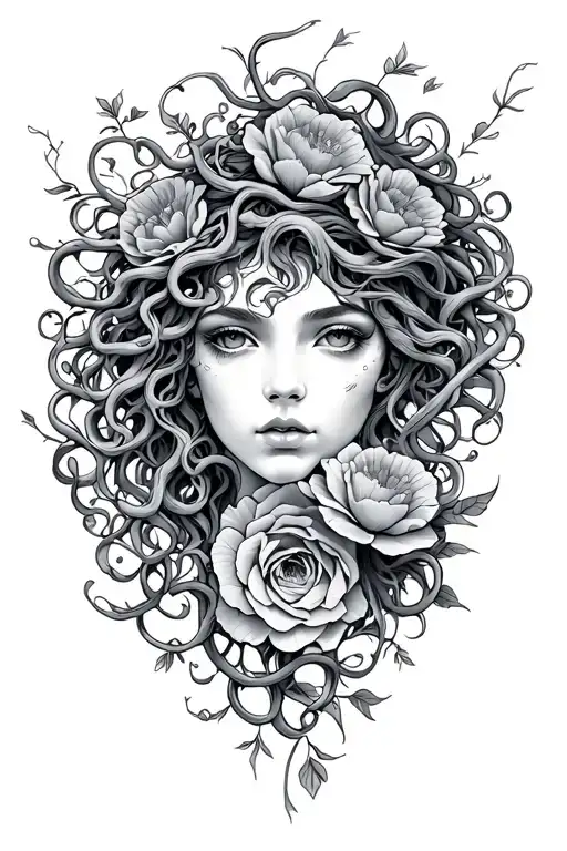 Medusa And Flowers