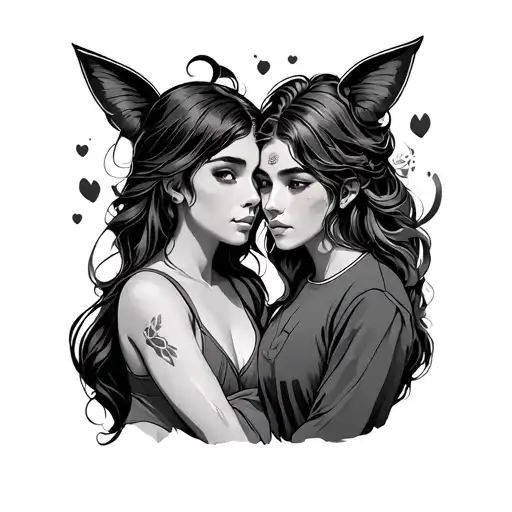 Trio Friendship Line Art Inspired