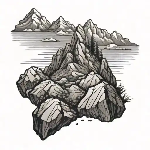 A Rock Rolling Down A Hill With Mountains In The Background