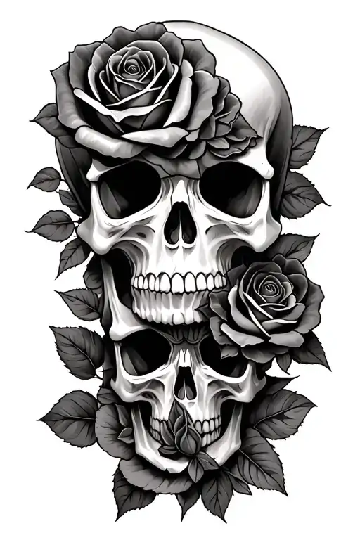 Skull And Roses Intertwined