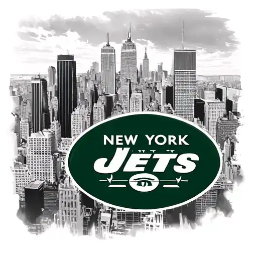 Nyc Skyline With New York Jets Logo Incorporated