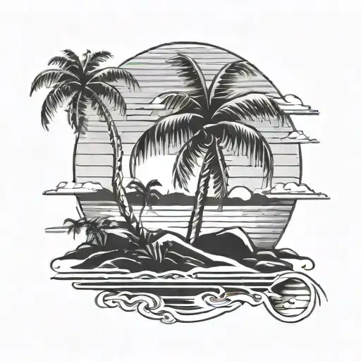 Island Sunset Palm Simple