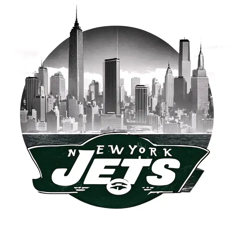 Nyc Skyline With New York Jets Logo Incorporated