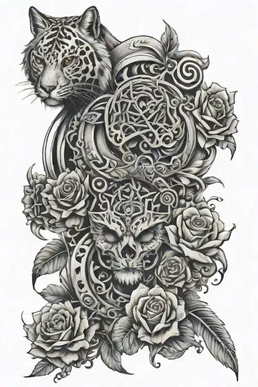 Large Leg Sleeve Including 5 Matching Elements To Represent Me My Wife And 3 Sons