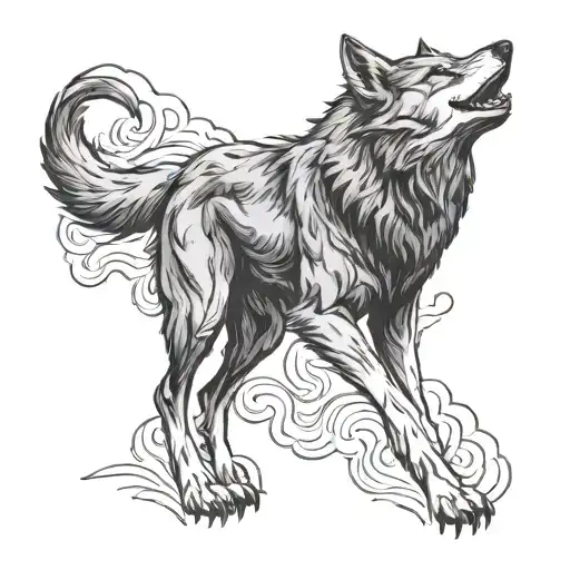 Howling Angry Wolf Full Body