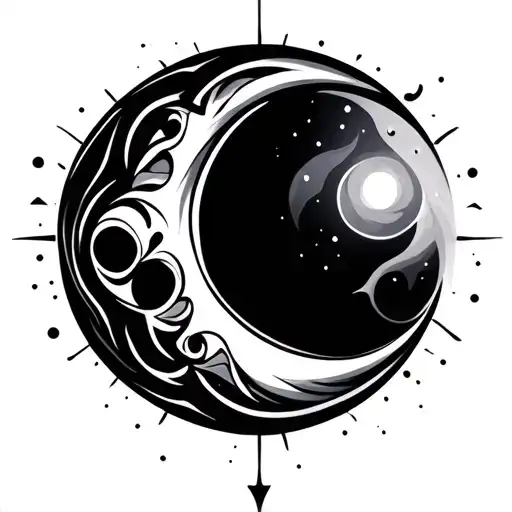 Tribal Design Of Moon
