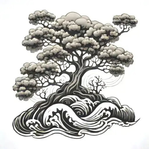 Tree Made Of Water Waves