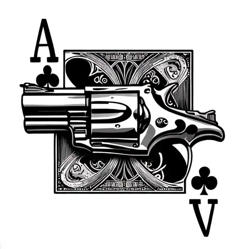 Revolver And Ace Playing Card