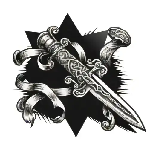 Army Dagger With Ribbon Wrapped