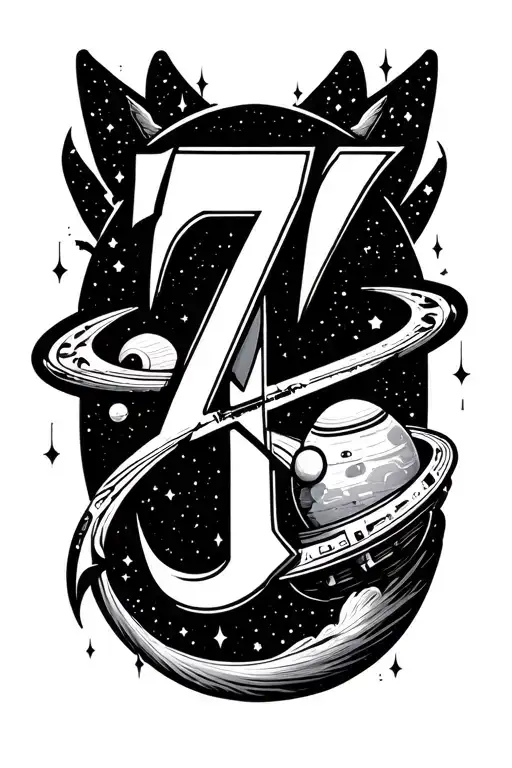 777 Symbol Within Space Themed