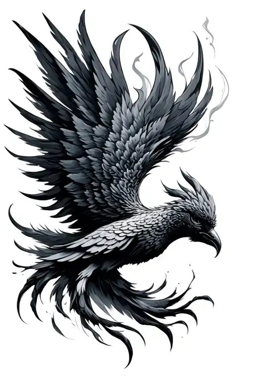 Brushstroke Minimalist Phoenix Tattoo With Wispy Smoke