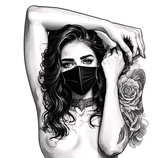 Dark Realism Woman Removing Mask Sleeve