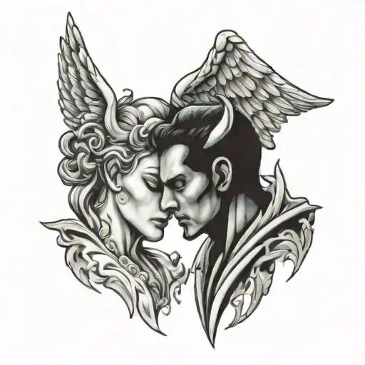 Angel And Devil Whispering In Ear