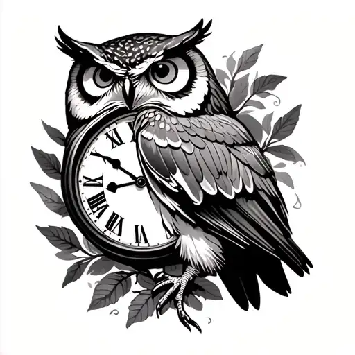Owl And Grandfather Clock