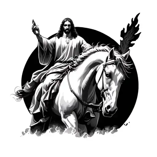 Jesus On White Horse In Apocalypse
