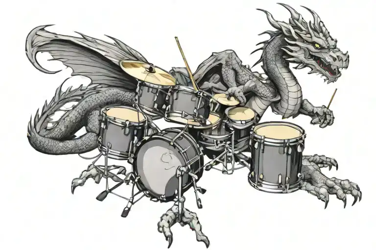 Illustrative Dragon Playing Drums