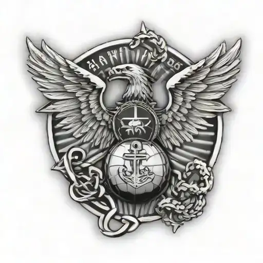 Marine Corps Eagle Globe And Anchor With Marine Corps Aircraft
