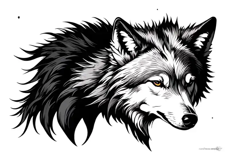 White Female Wolf Silhouette