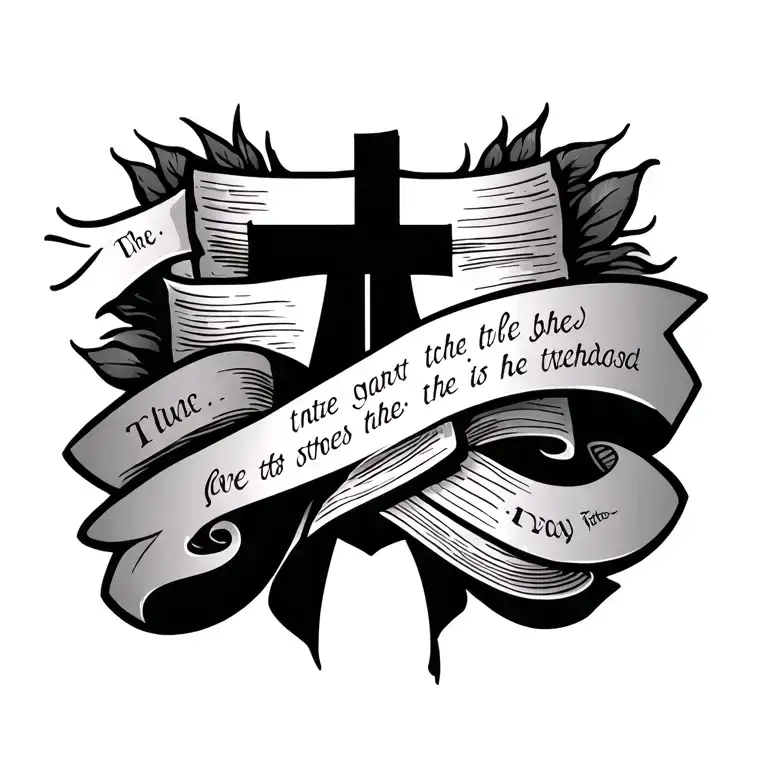 Cross With Bible Verse And Banner Wrapped