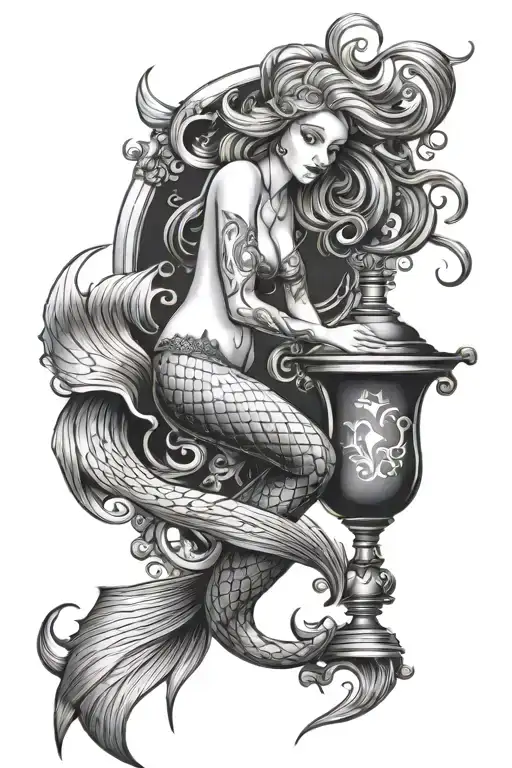 Mermaid Coming Out Of A Genie Lamp