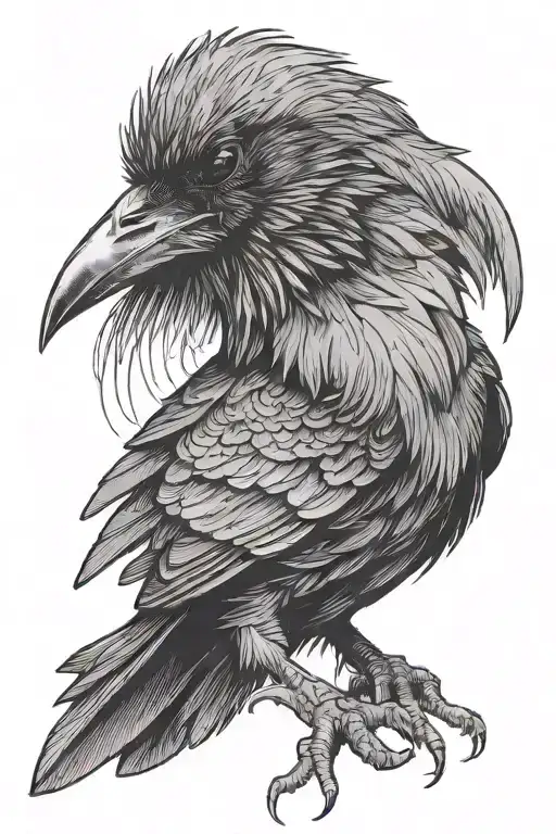 Black Raven Sitting Side