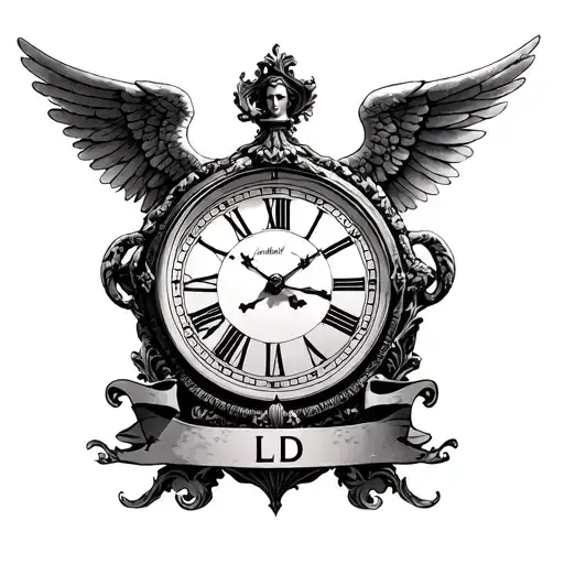 A Clock With Roman Numbers With An Angel In The Middle Of The Clock And At The Bottom My Initial Ld