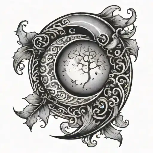 Crescent Moon With R B M Inside