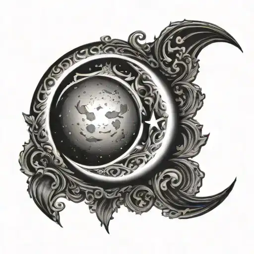 Crescent Moon With R B M Inside Representing The Client's