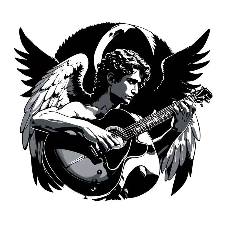 Male Angel Playing Guitar