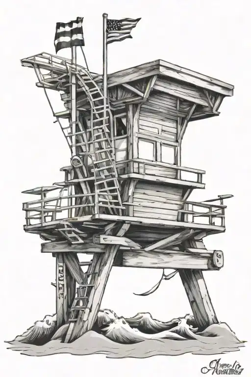 Huntington Beach Lifeguard Tower And Ocean Waves