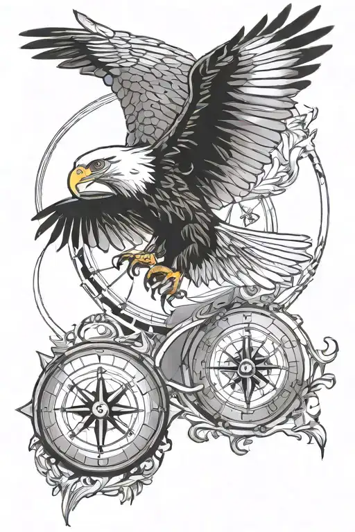 Flying Eagle And Compass Surrounded
