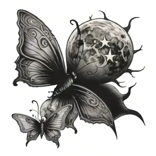 Moon And Butter Fly