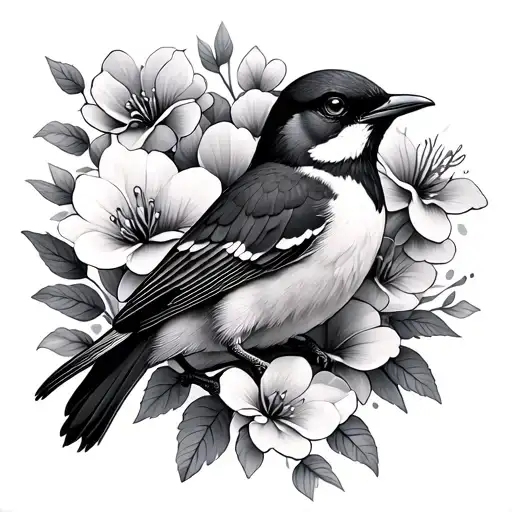 Bird And Flowers