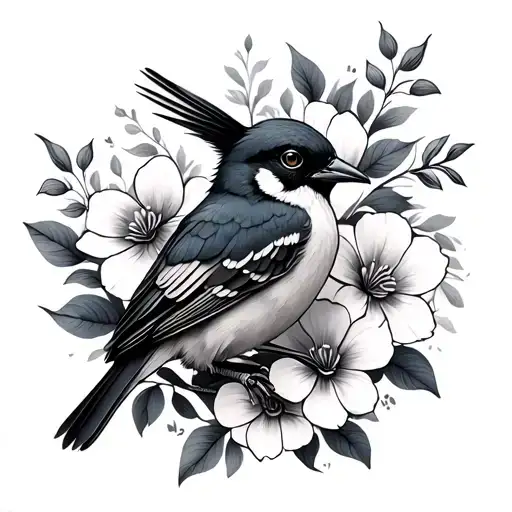 Bird And Flowers