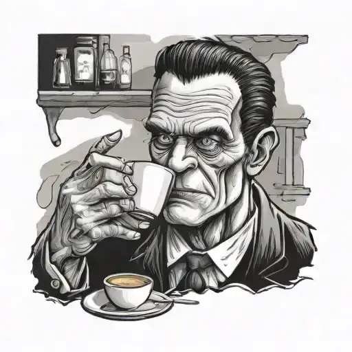 Frankenstein Drinking Coffee
