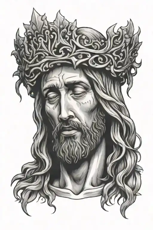 Crying Jesus With Thorn Crown