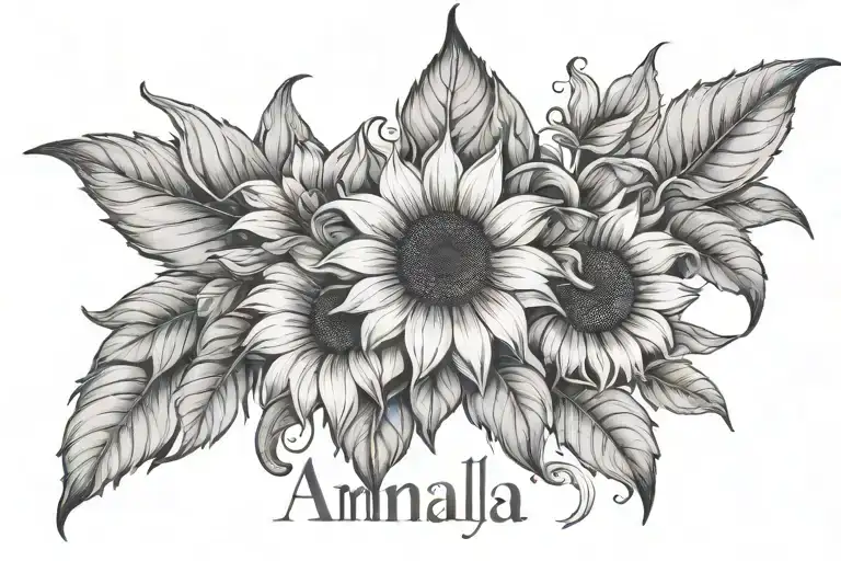 The Name Amalia With Sunflower