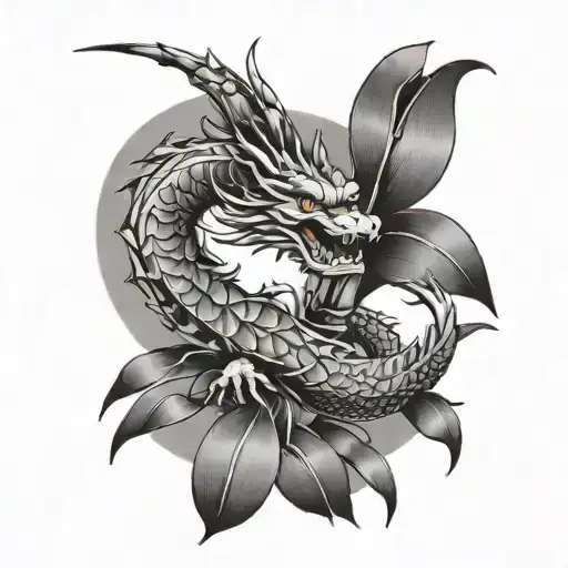 Chinese Bamboo With Chinese Dragon Wrapped