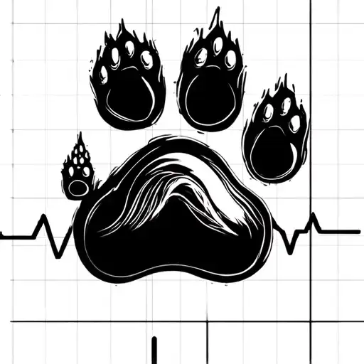 A Heartbeat Line And Paw Print