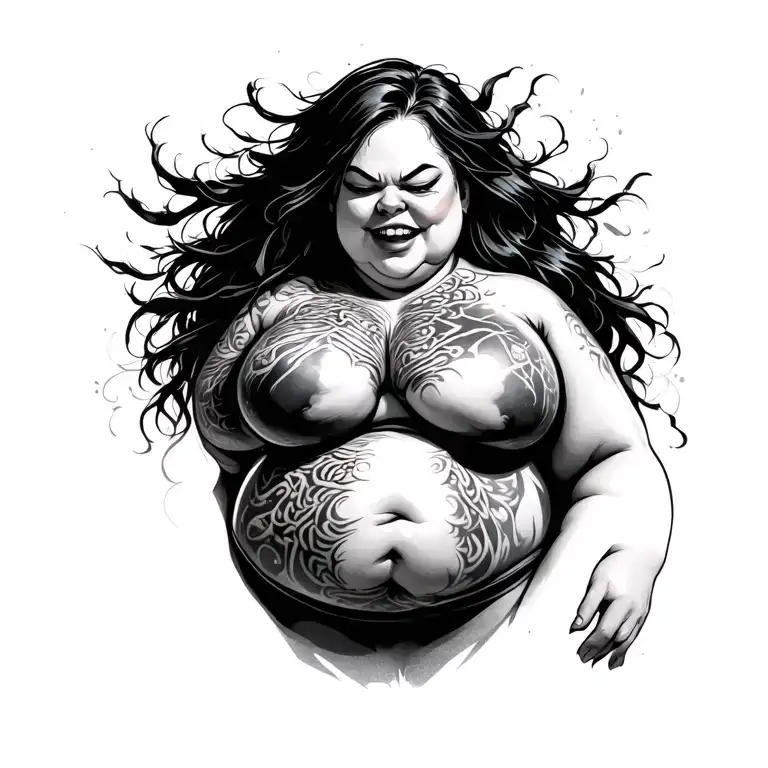 Chubby White Girl With Stretch Marks On Her Belly