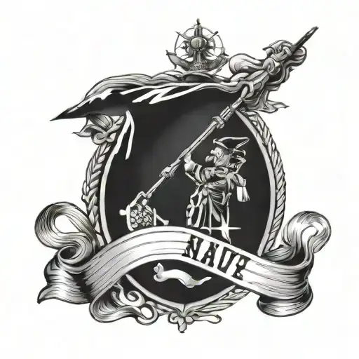 Us Navy With Flag Background Looking