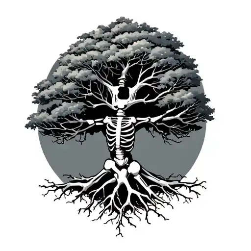 Tree And Roots Shaped Like A Skeleton