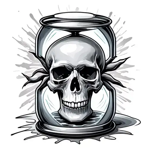 Hourglass Sand Timer With Skull In The Bottom