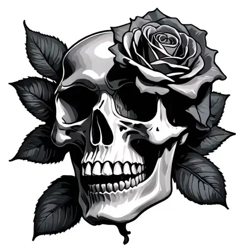 Skull Rose Intertwined