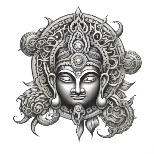 Combination Of Trishul And Sudarshan Chakra With A Crisp Of Hindu Mythology