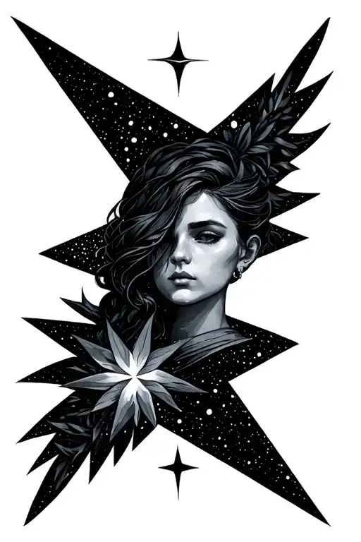 North Star Minimalist Tattoo Design Female